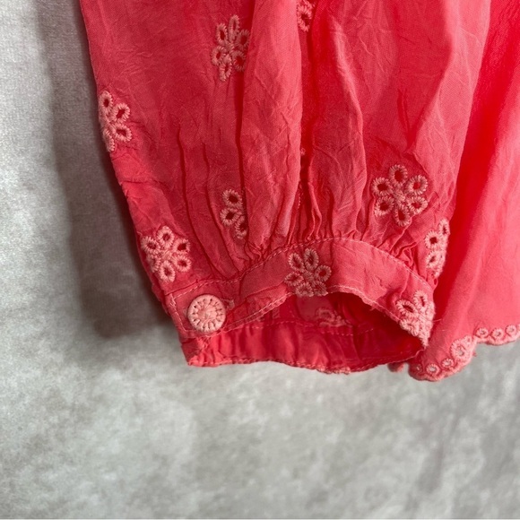 Johnny Was Helia Button-Down Long Sleeve Blouse In Passion Fruit Coral Size XS - Picture 7 of 9